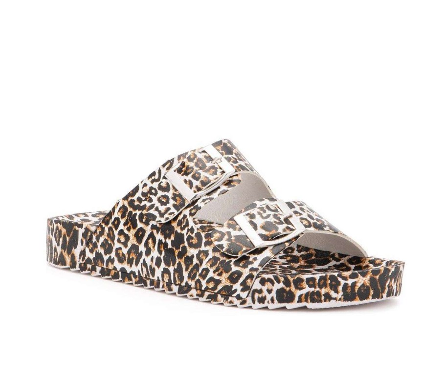 Outdoor And Hiking Sandals * | Girls' Olivia Miller Little Kid & Big Kid Leopard Footbed Sandals