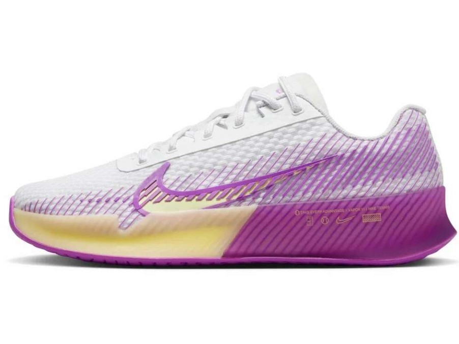 Footwear * | Masters Racket Nike Zoom Vapor 11 Wh/Citron/Fuchsia Women'S Tennis Shoes 2023 New Arrival