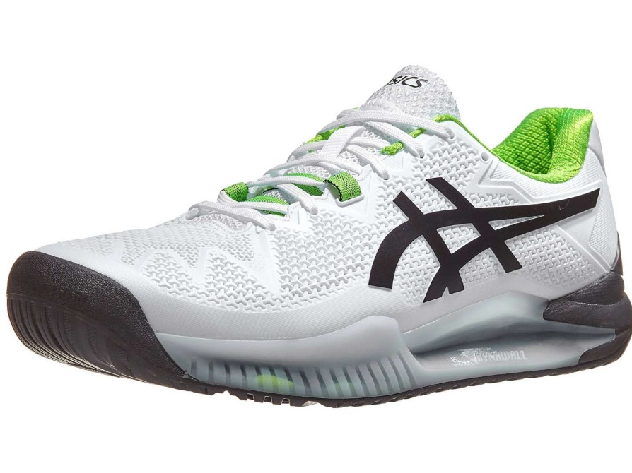 Footwear * | Masters Racket Asics Gel Resolution 8 Wide White/Green Men'S Shoes New Arrival