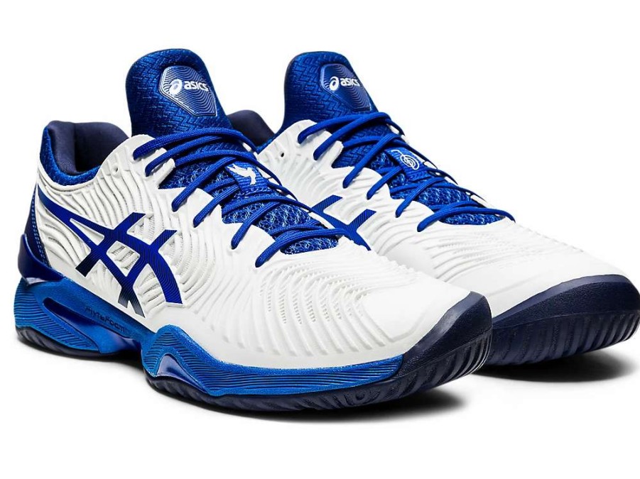 Footwear * | Masters Racket Asics Court Ff Novak White/Blue Men'S Tennis Shoe