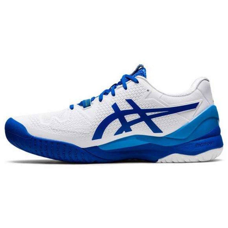 Footwear * | Masters Racket Asics Gel Resolution 8 White/Blue Men'S Tennis Shoes New Arrival