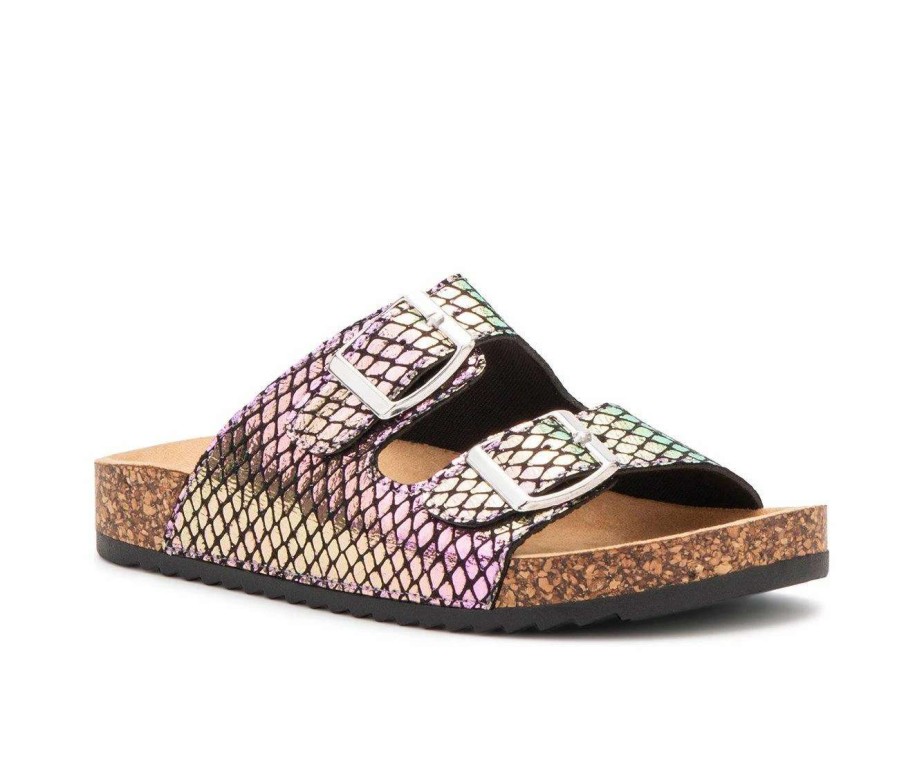 Outdoor And Hiking Sandals * | Girls' Olivia Miller Little Kid & Big Kid Dancing Snakeskin Footbed Sandals