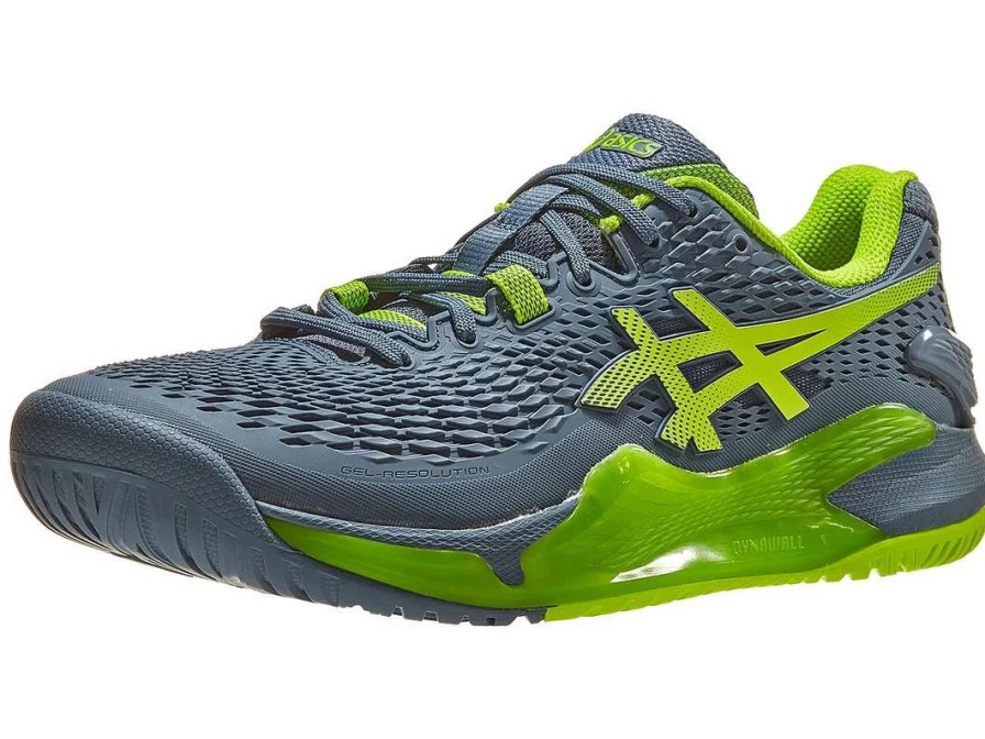 Footwear * | Masters Racket Asics Gel Resolution 9 2E Steel Blue/Green Men'S Tennis Shoes 2023 New Arrival