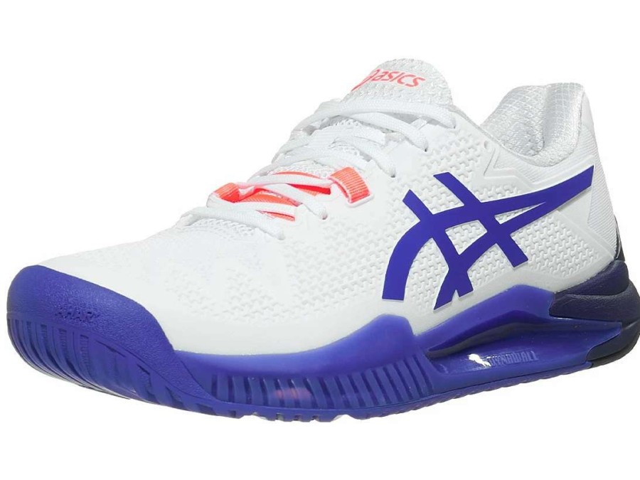 Footwear * | Masters Racket Asics Gel Resolution 8 White/Blue Men'S & Women'S Tennis Shoes New Arrival