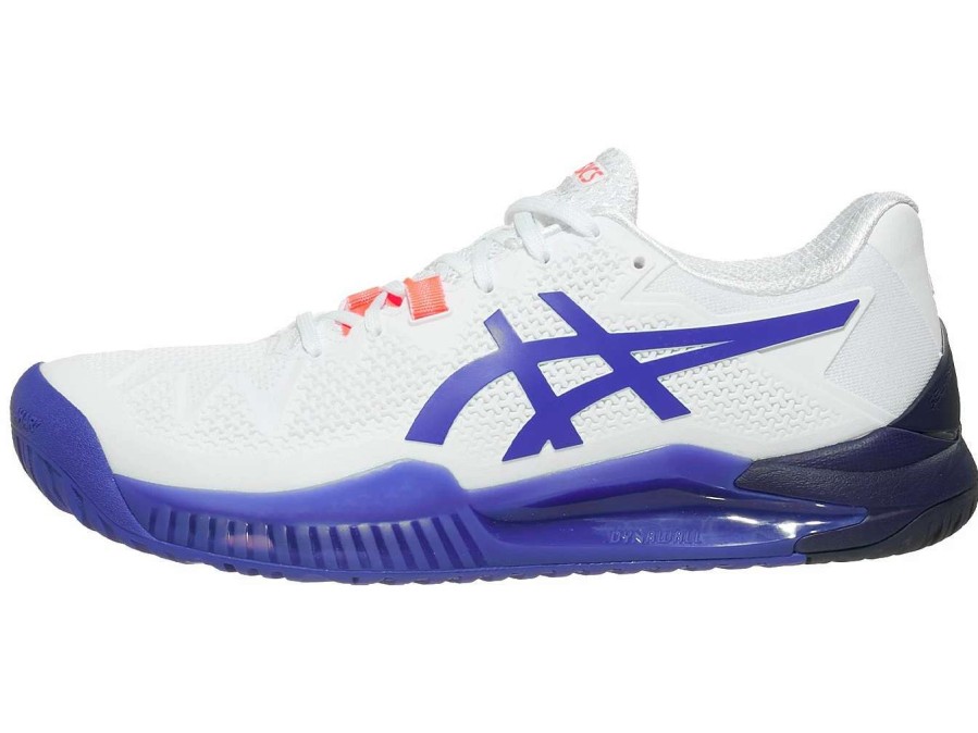 Footwear * | Masters Racket Asics Gel Resolution 8 White/Blue Men'S & Women'S Tennis Shoes New Arrival