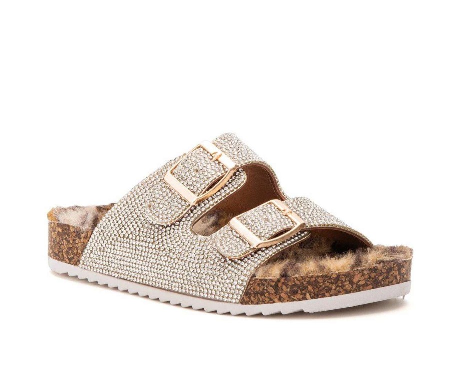 Outdoor And Hiking Sandals * | Girls' Olivia Miller Little Kid & Big Kid Leopard Lounge Fuzzy Footbed Sandals