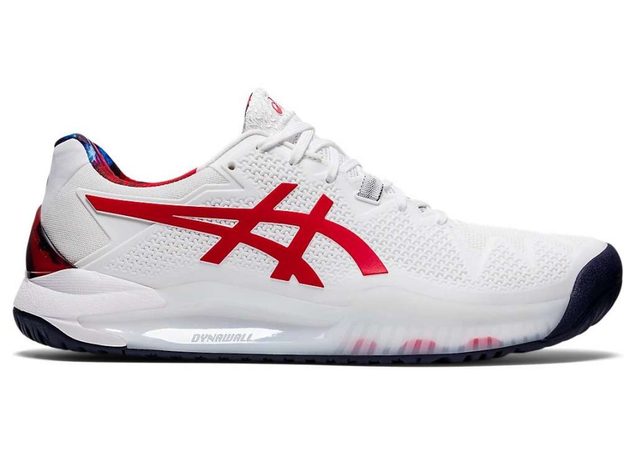 Footwear * | Masters Racket Asics Gel Resolution 8 White/Classic Red Men'S Tennis Shoes 1041A292-110 New Arrival