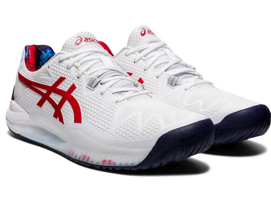 Footwear * | Masters Racket Asics Gel Resolution 8 White/Classic Red Men'S Tennis Shoes 1041A292-110 New Arrival